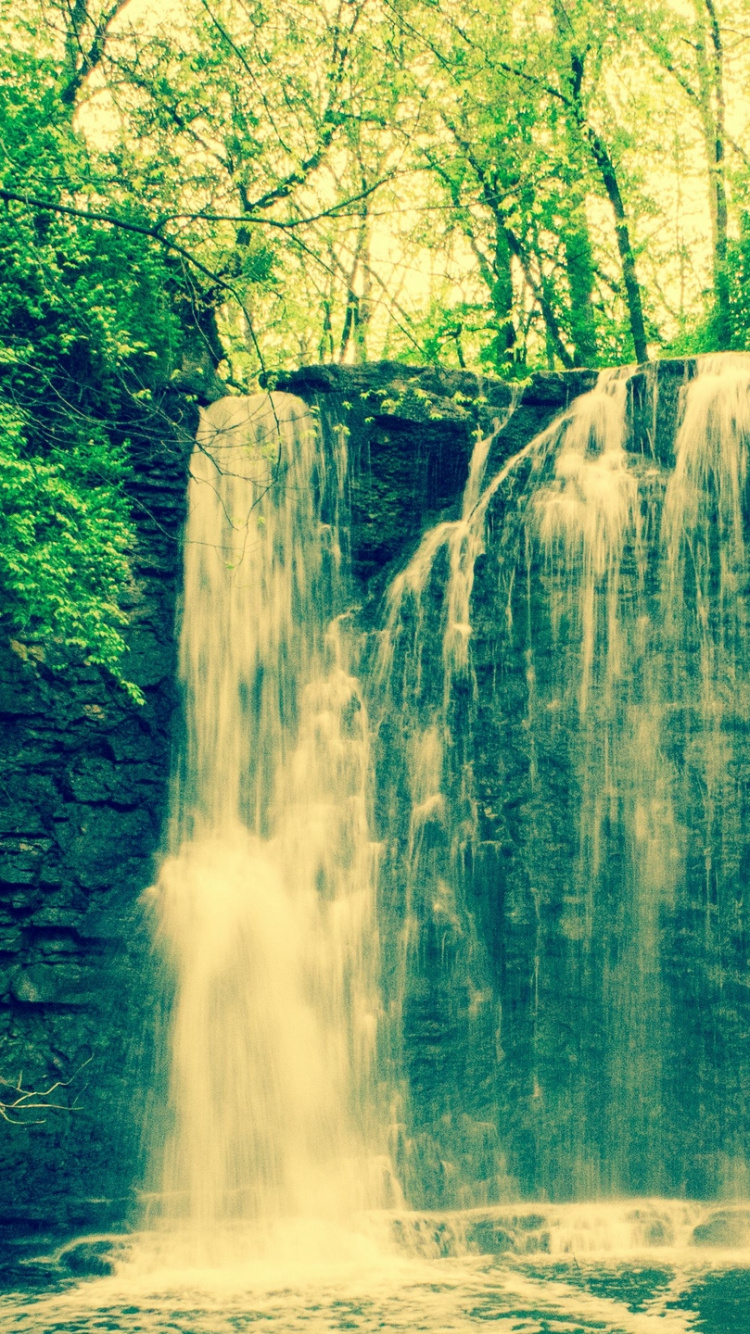 Обои водопад, водоем, природа, вода, гидроресурсы в разрешении 750x1334