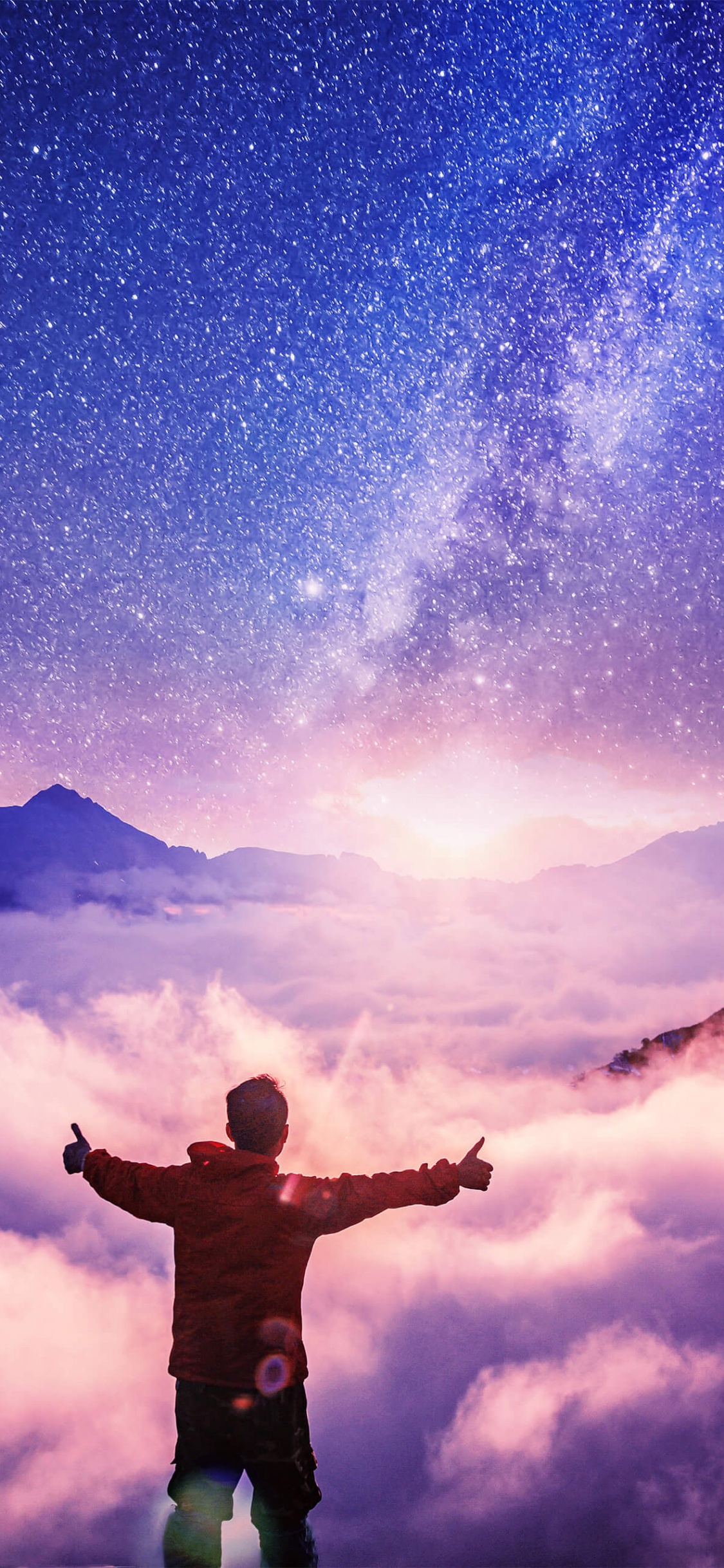 Обои облако, атмосфера, мир, свет, Люди в природе в разрешении 1125x2436