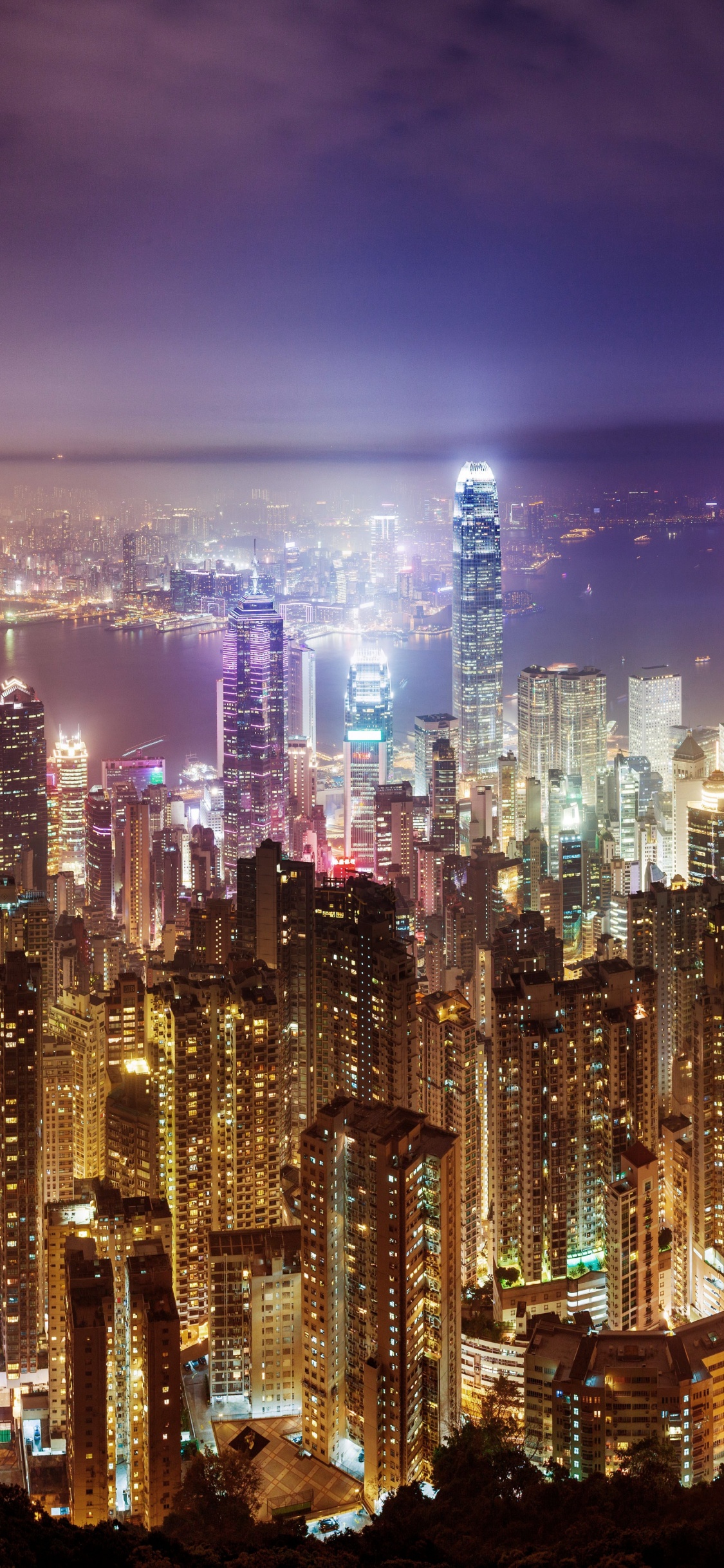 Обои городской пейзаж, город, метрополия, линия горизонта, городской район в разрешении 1125x2436