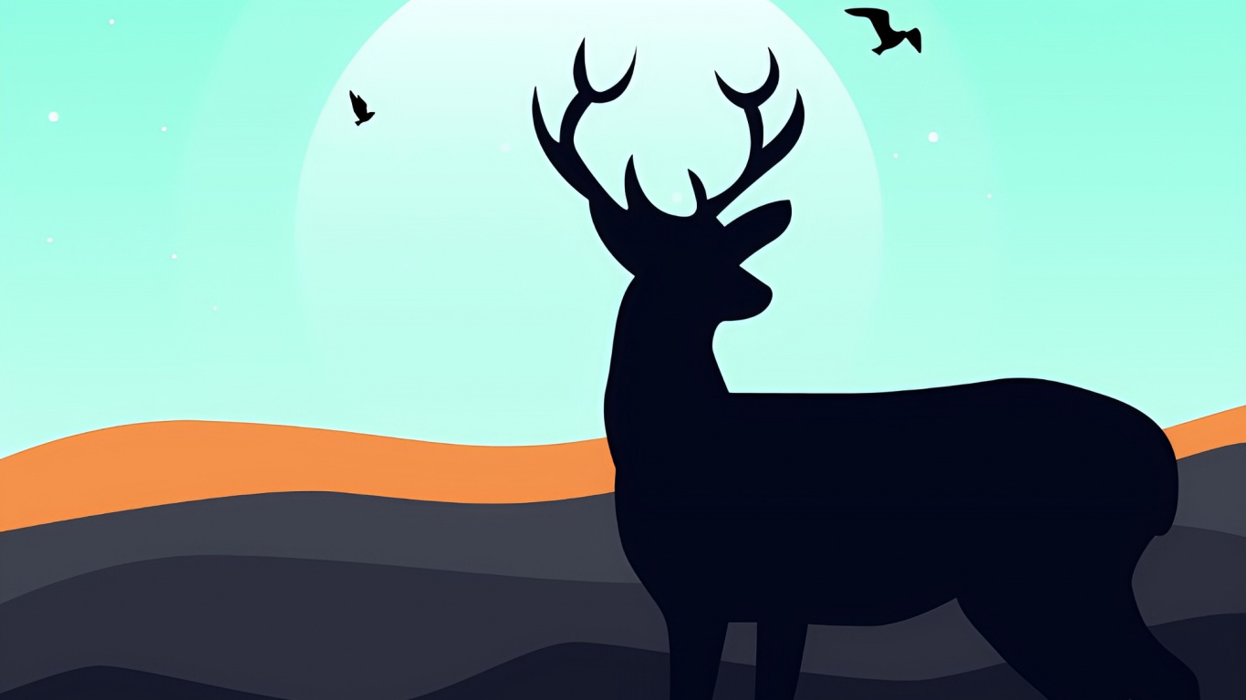 Обои олень, Северный олень, лось, окружающая среда, арт в разрешении 1366x768