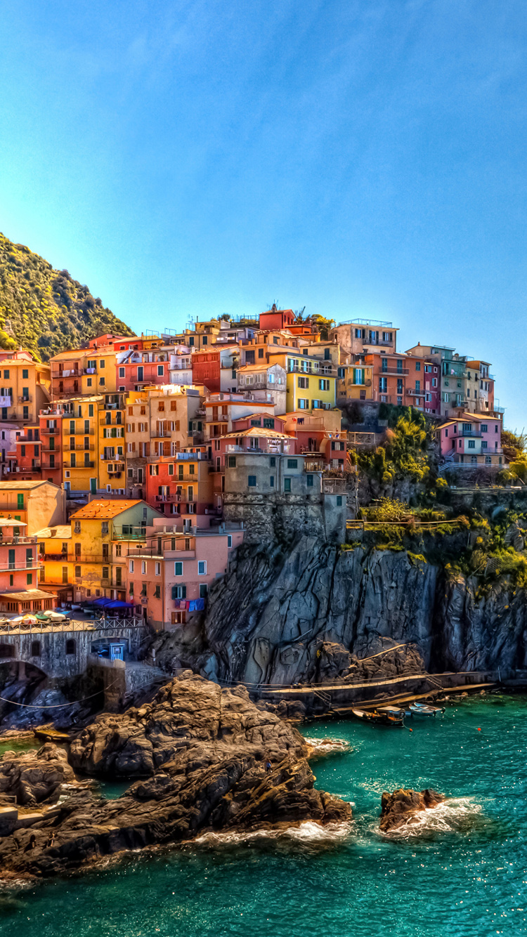 Обои Манарола, Корнилья, Монтероссо-аль-Маре, водоем, побережье в разрешении 750x1334