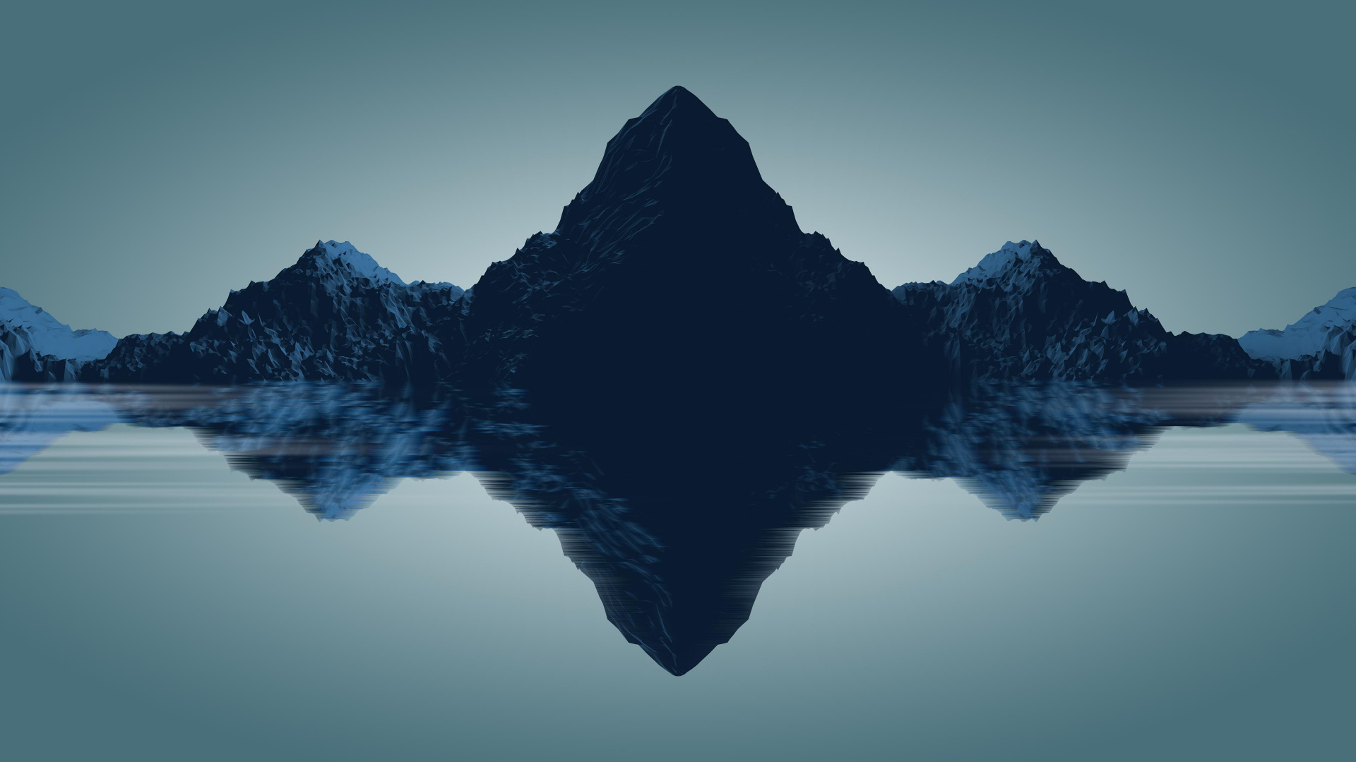 Обои минимализм, отражение, природа, вода, гора в разрешении 1920x1080
