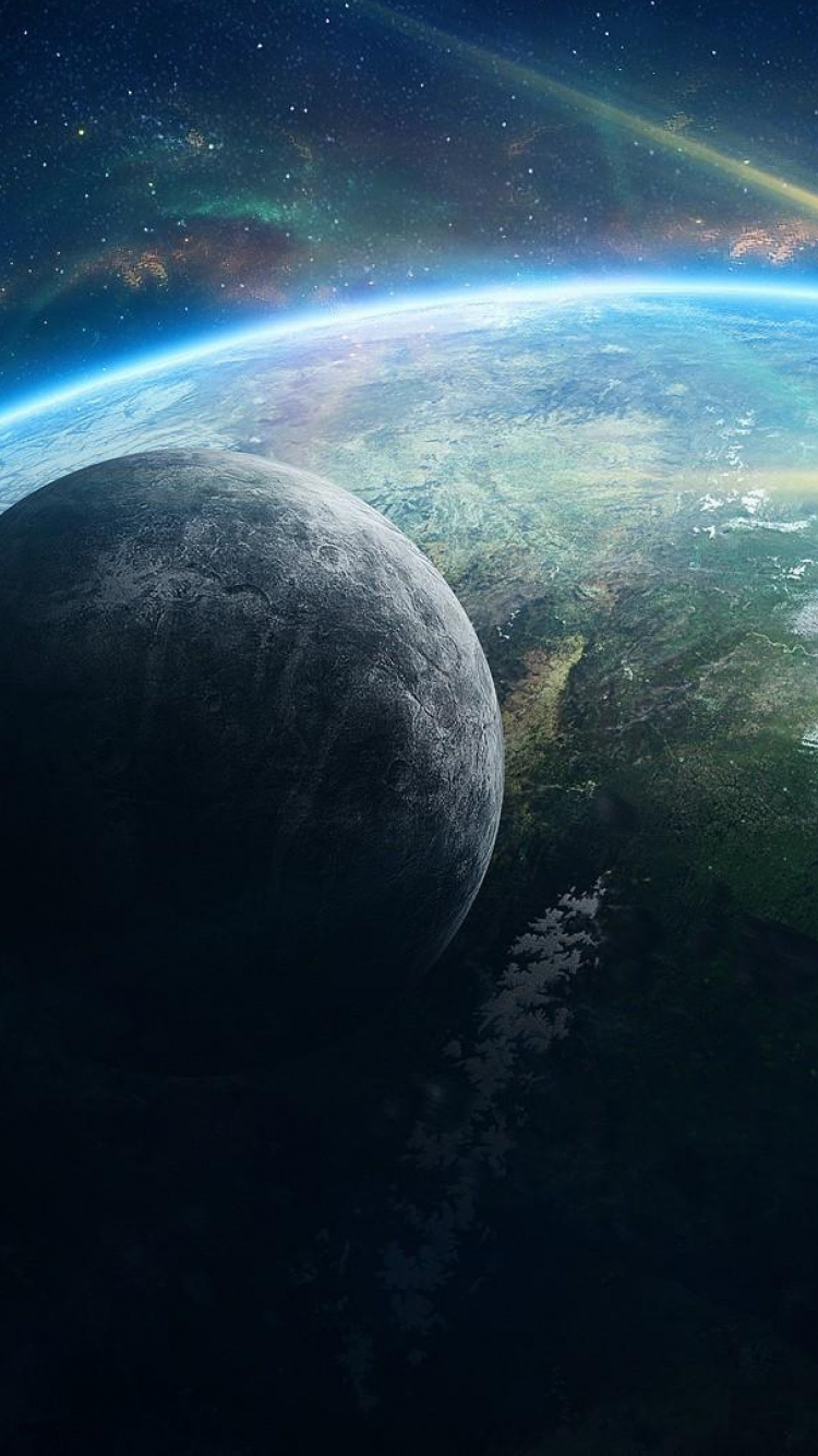 Обои земля, Галактика, планета, атмосфера, космическое пространство в разрешении 750x1334