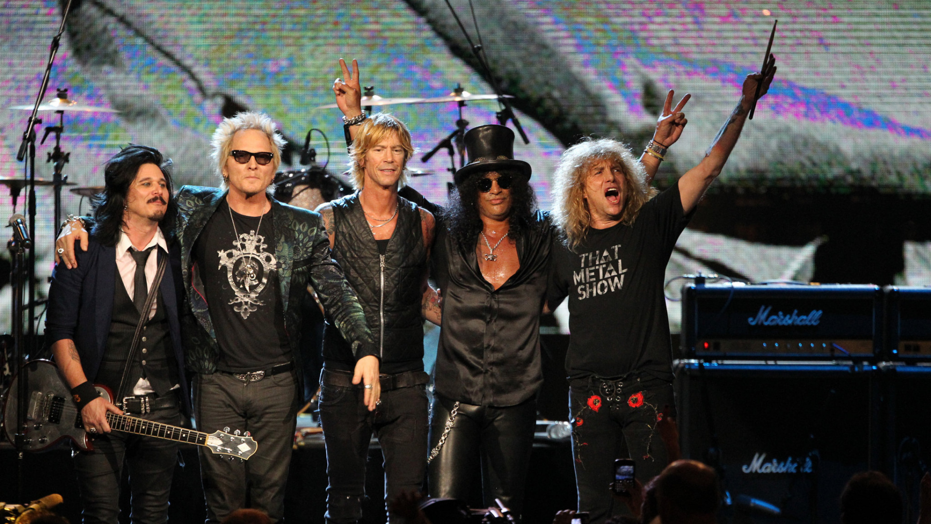 Обои музыкальный исполнитель, рокконцерт, концерт, музыкальный ансамбль, Guns N Roses в разрешении 1920x1080