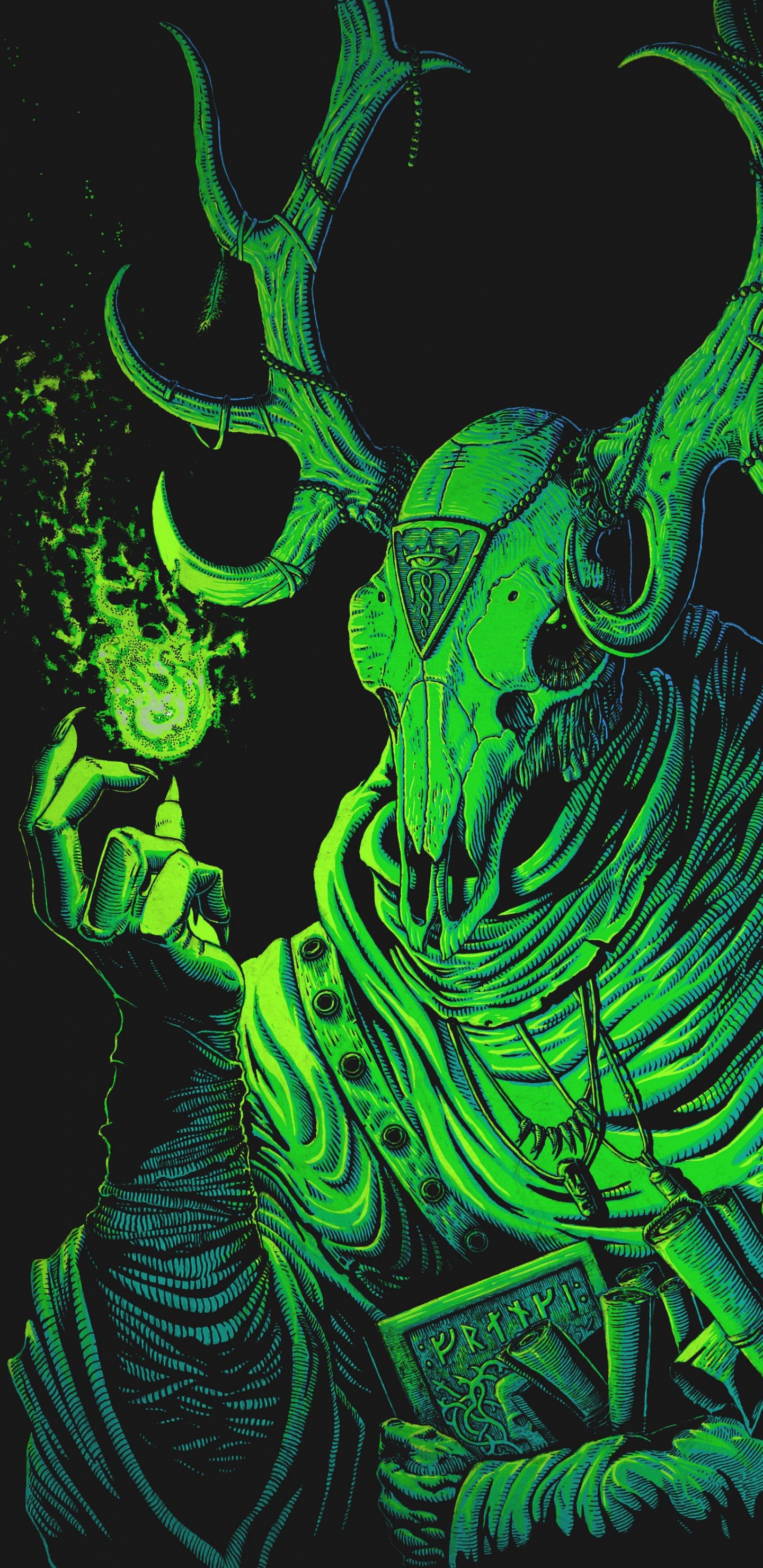 Обои арт, рисование, эскиз, артист, голова в разрешении 1440x2960