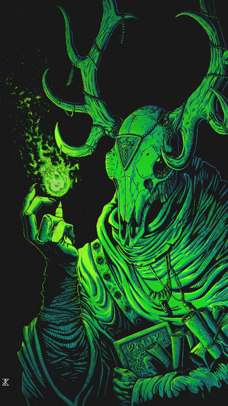 Обои арт, рисование, эскиз, артист, голова в разрешении 750x1334