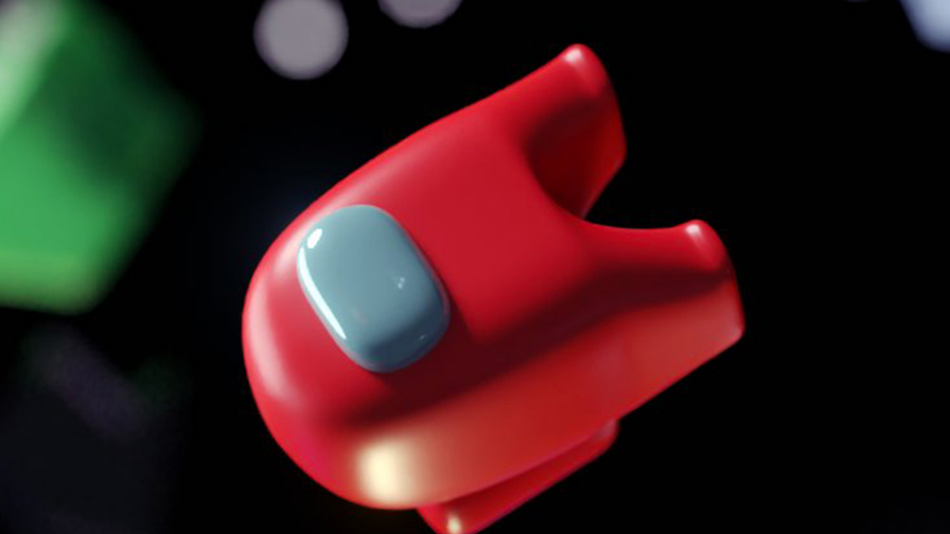 Обои Among Us, черный среди нас, черный, ios, красный цвет в разрешении 1366x768