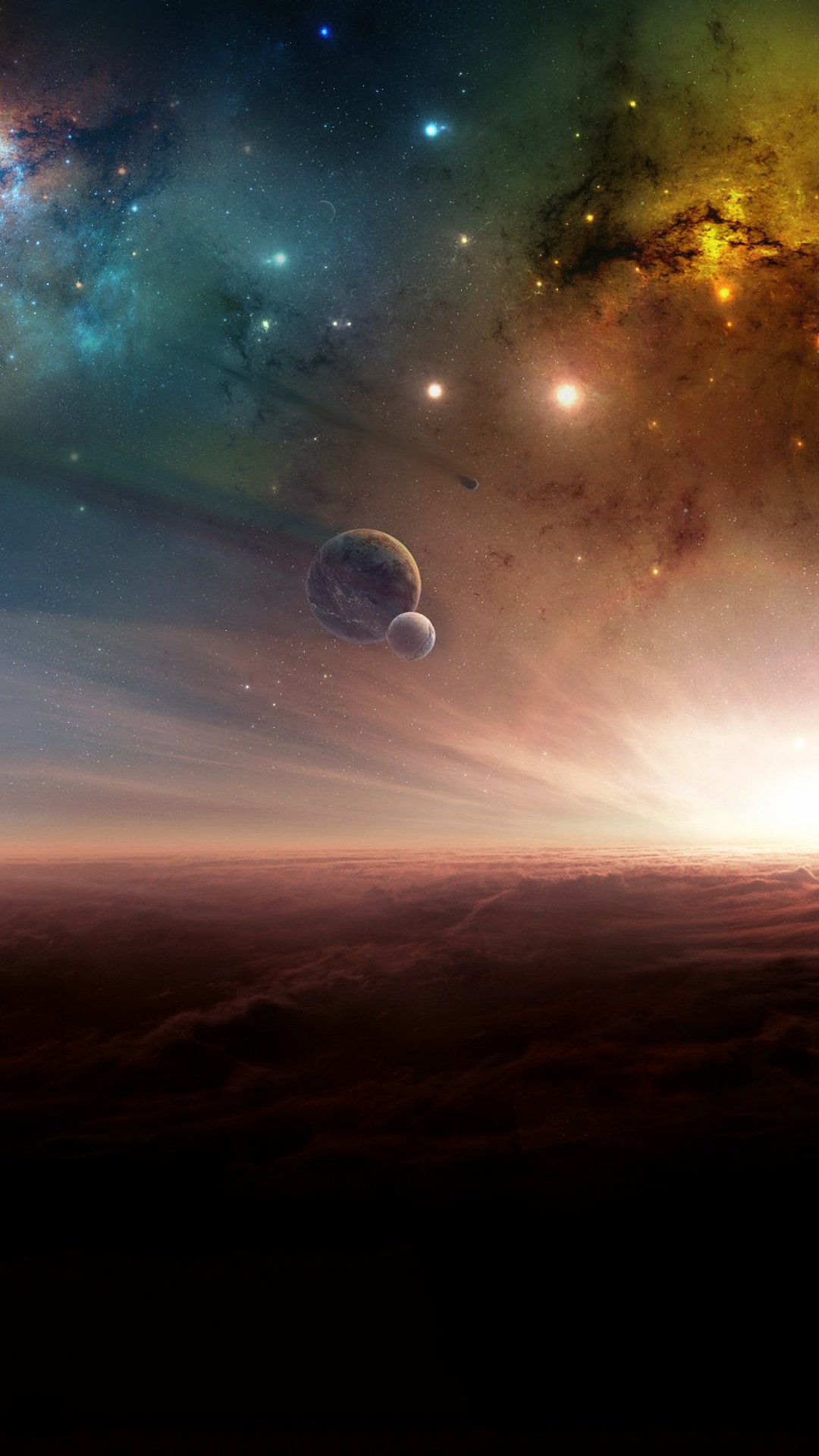 Обои атмосфера, земля, космическое пространство, астрономический объект, космос в разрешении 1080x1920