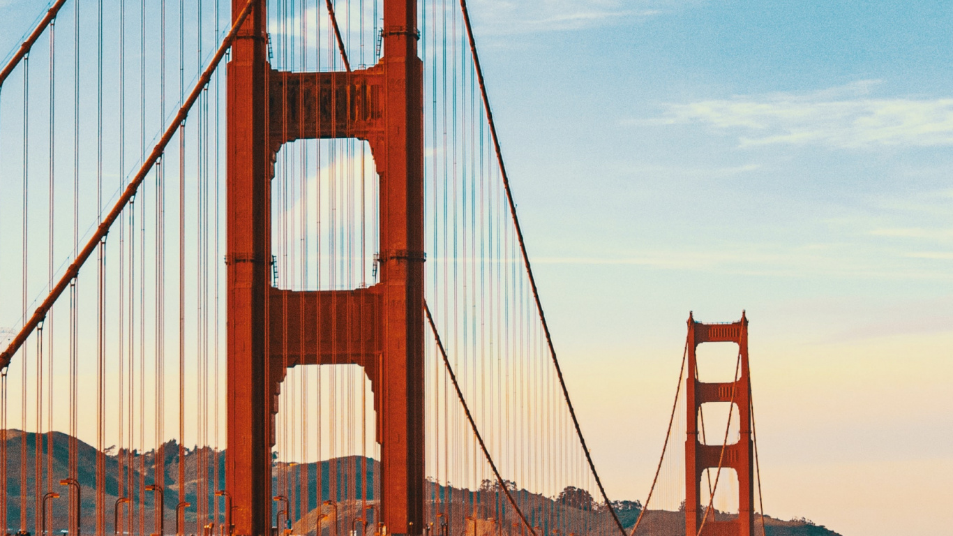 Обои мост Golden Gate, Форт-Пойнт Национальный Исторический Сайт, Крисси Филд, СанФранциско, мост в разрешении 1366x768