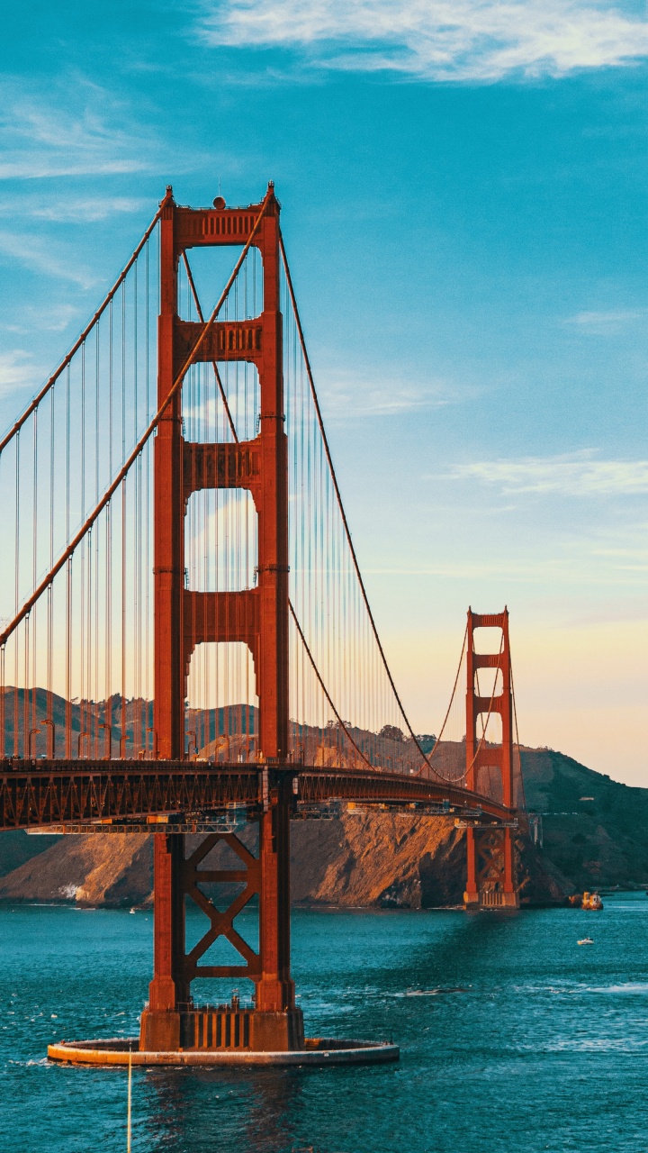 Обои мост Golden Gate, Форт-Пойнт Национальный Исторический Сайт, Крисси Филд, СанФранциско, мост в разрешении 720x1280