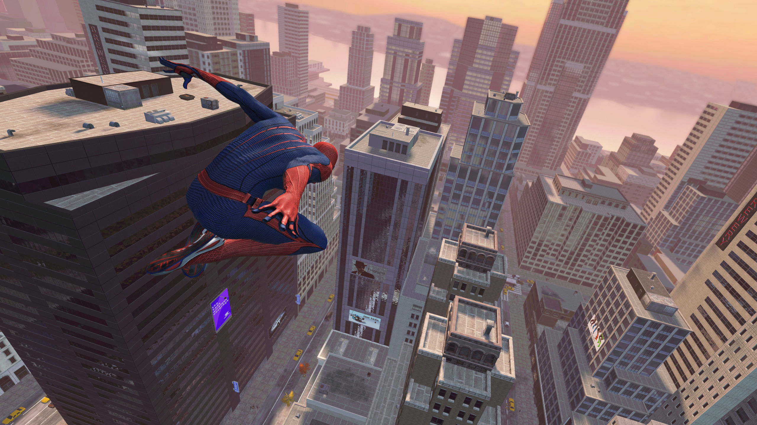 Обои Новый Человек-паук, человек-паук, Студией beenox, небоскреб, экстремальный вид спорта в разрешении 2560x1440