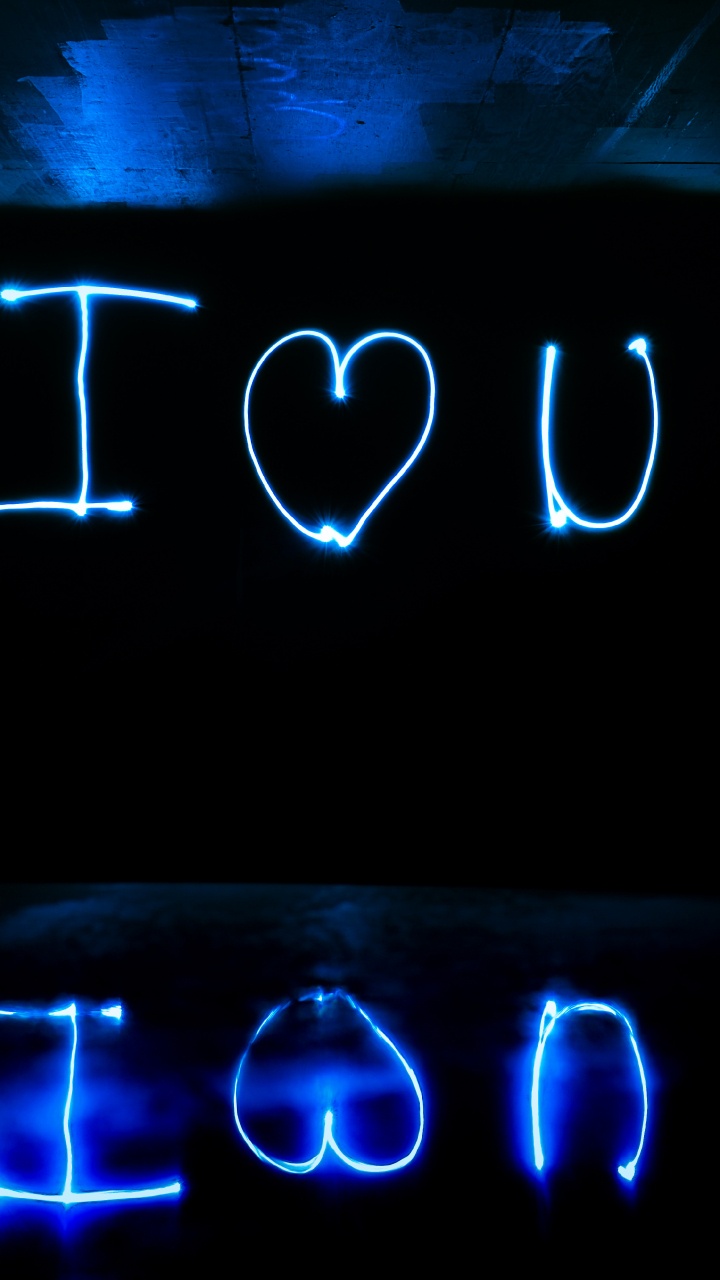 Обои синий, неон, свет, электрик, текст в разрешении 720x1280