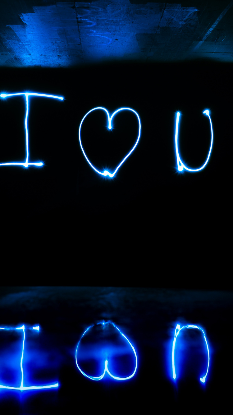 Обои синий, неон, свет, электрик, текст в разрешении 750x1334