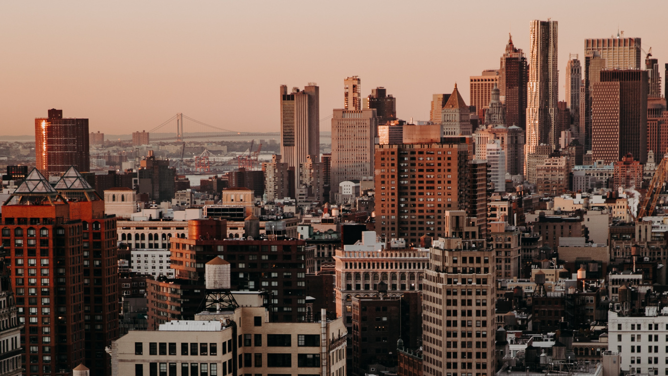 Обои небоскреб, городской пейзаж, город, метрополия, городской район в разрешении 1366x768