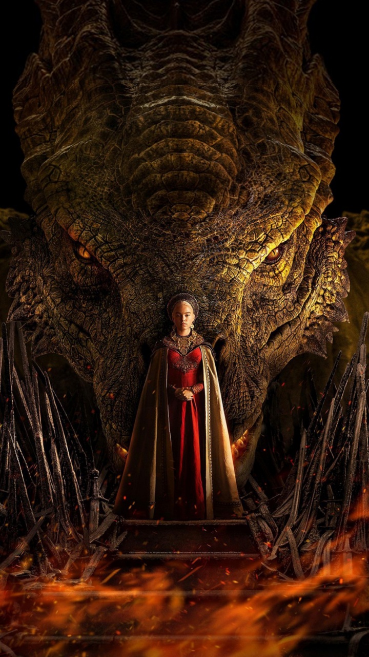 Обои принцесса рейнира таргариен, огненная кровь, Дом Таргариенов, телевидение, дракон в разрешении 720x1280