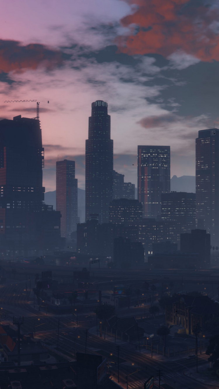 Обои grand theft auto v, fortnite, Рокстар игры, городской пейзаж, город в разрешении 750x1334