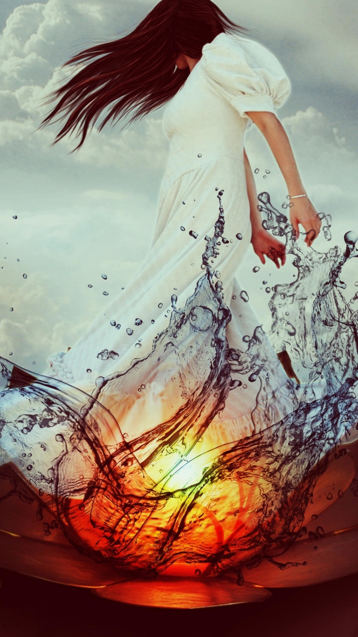 Обои арт, облако, свет, Люди в природе, жест в разрешении 720x1280