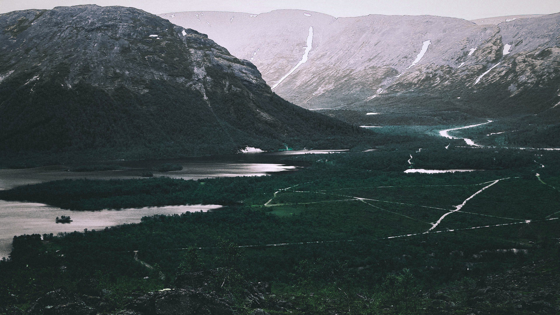 Обои нагорье, гора, ледяная форма, ледниковое озеро, фьорд в разрешении 1920x1080