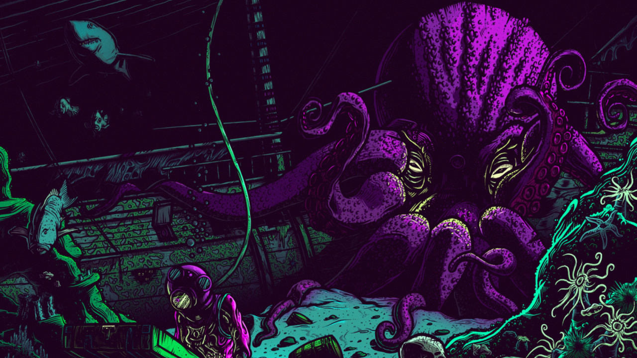 Обои пурпур, иллюстрация, графический дизайн, арт, психоделическое искусство в разрешении 1280x720