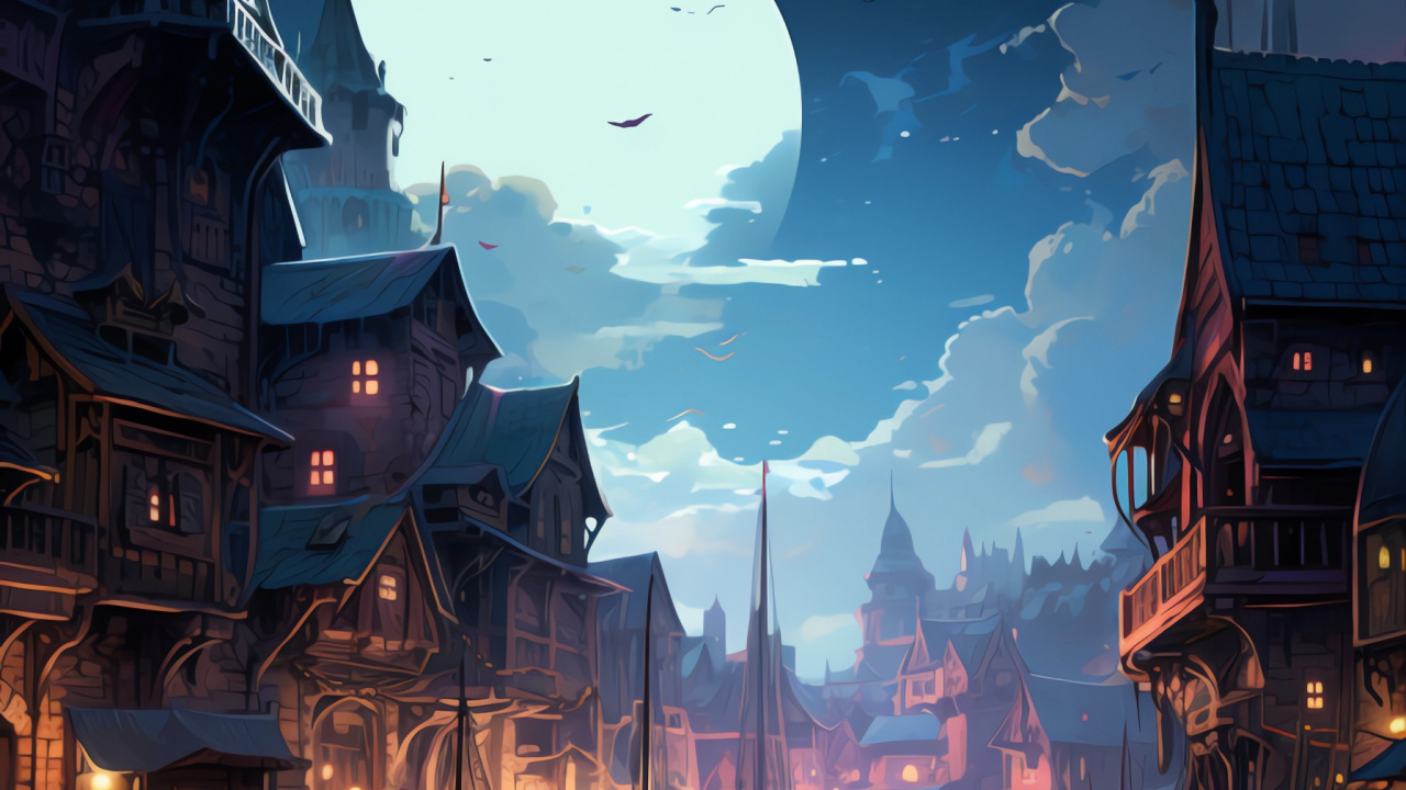 Обои лодка, живопись, рисование, графический дизайн, облако в разрешении 1280x720