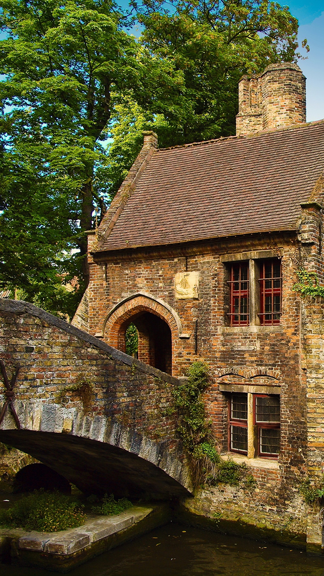 Обои Брюгге, здание, Хаус, дерево, средневековая архитектура в разрешении 1080x1920