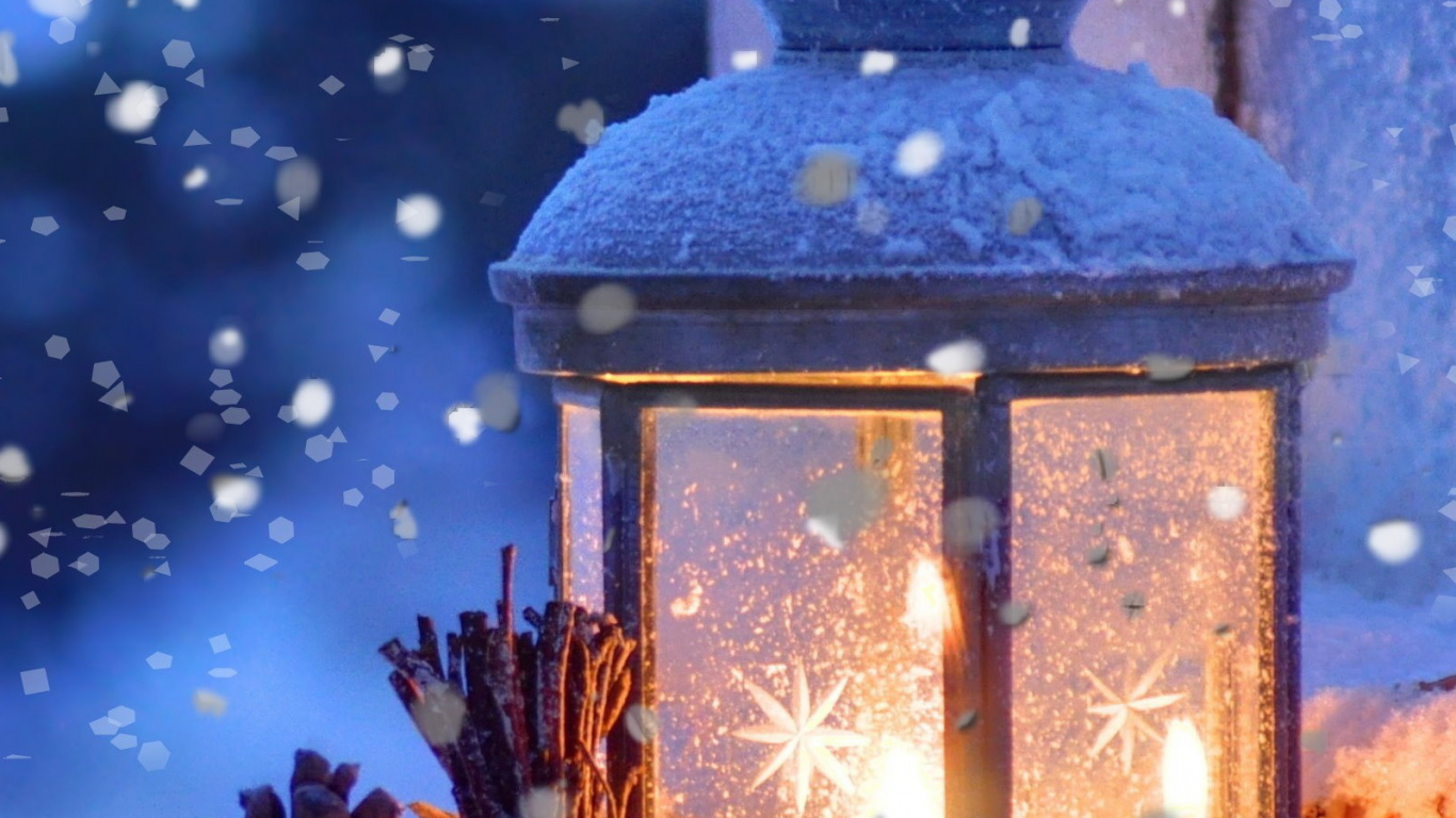 Обои снег, зима, синий, свет, ветвь в разрешении 1366x768