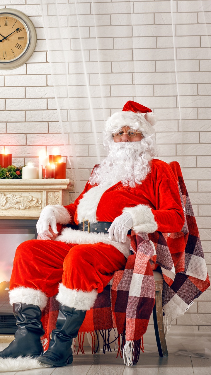 Обои Санта-Клаус, Новый год, елка, Рождественский день, Рождество в разрешении 720x1280