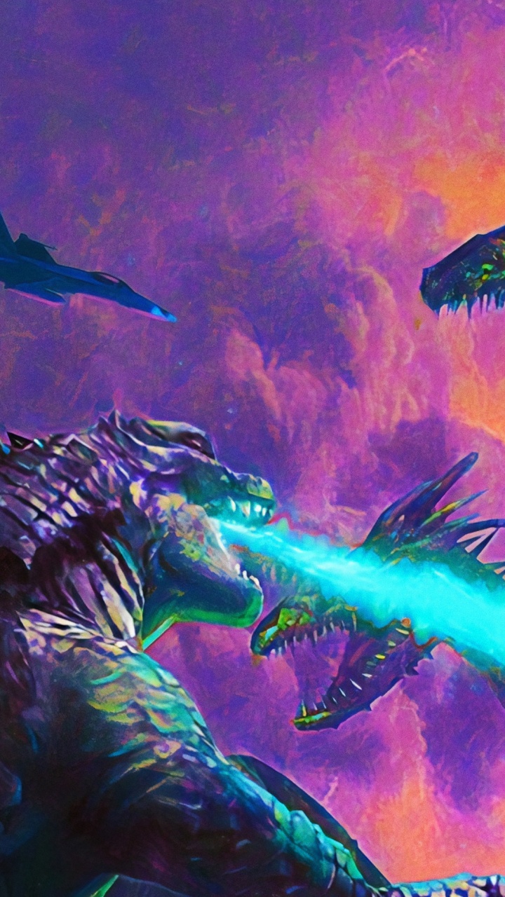 Обои Годзилла, арт, иллюстрация, Кайдзю, мифическое существо в разрешении 720x1280