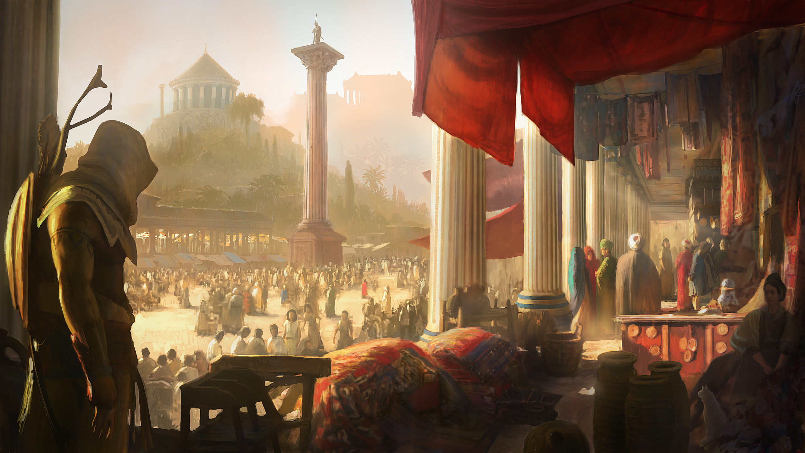 Обои assassins creed origins, ubisoft, произведение искусства, арт, живопись в разрешении 2560x1440