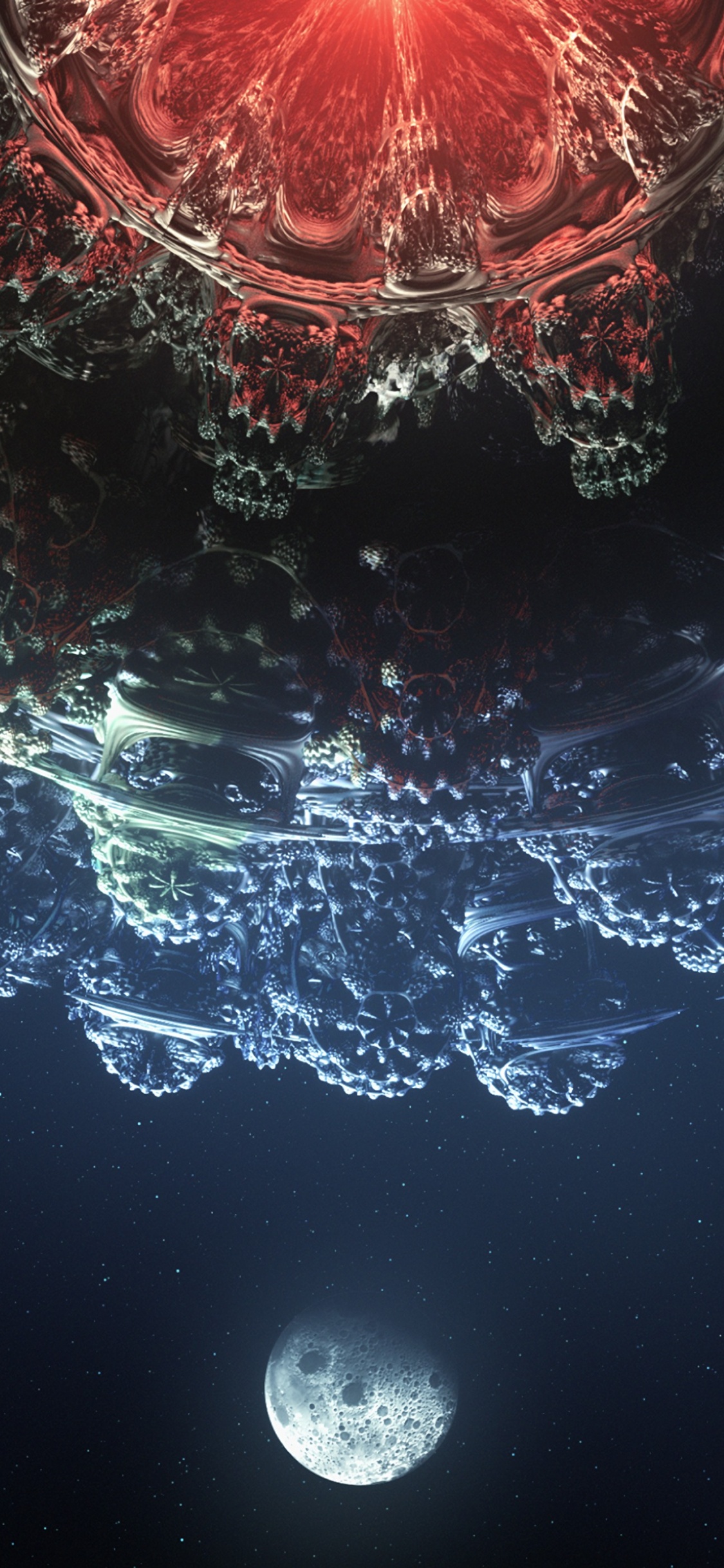 Обои вода, атмосфера, космос, ночь, мир в разрешении 1125x2436