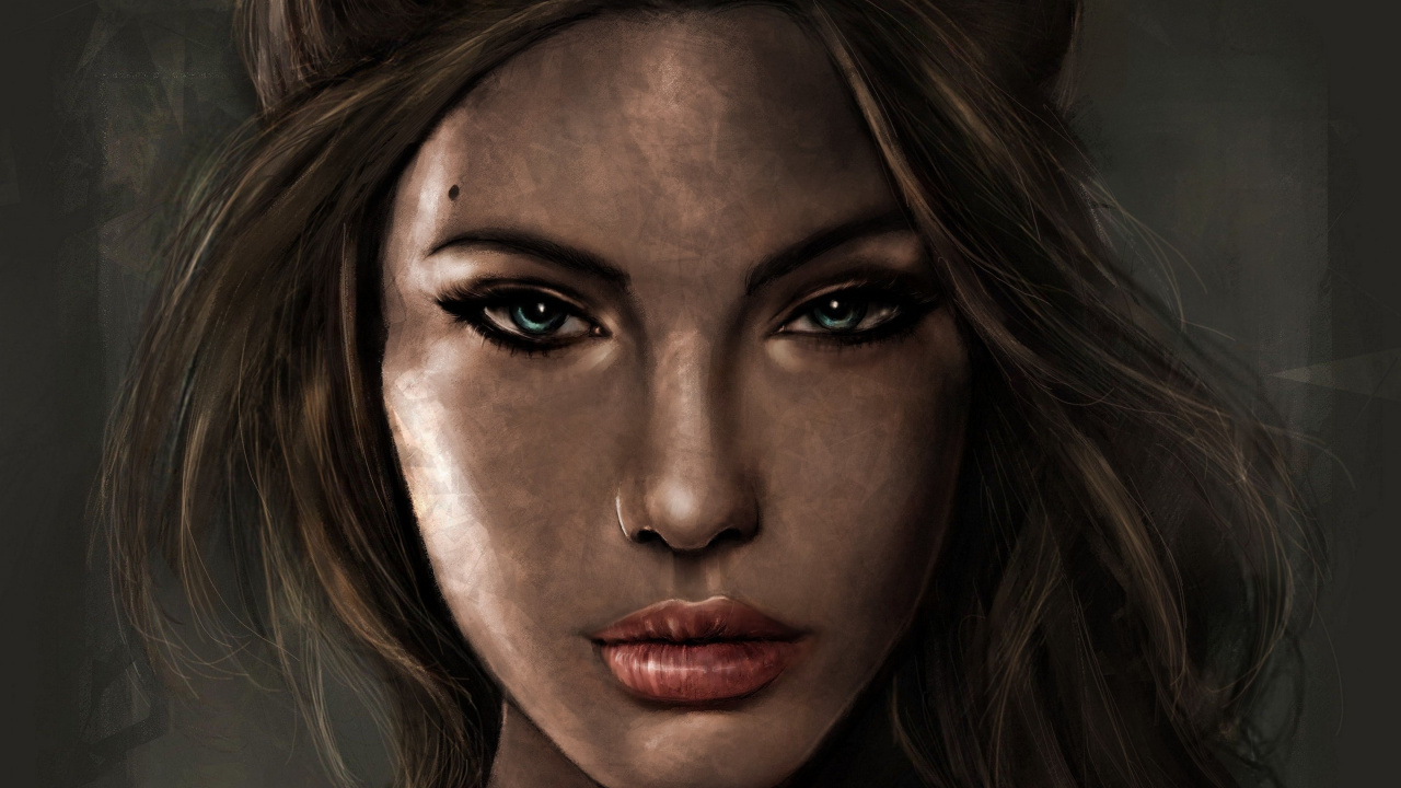 Обои Анджелина Джоли, рейдовик, Лара Крофт расхитительница гробниц, лары крофт, портрет в разрешении 1280x720