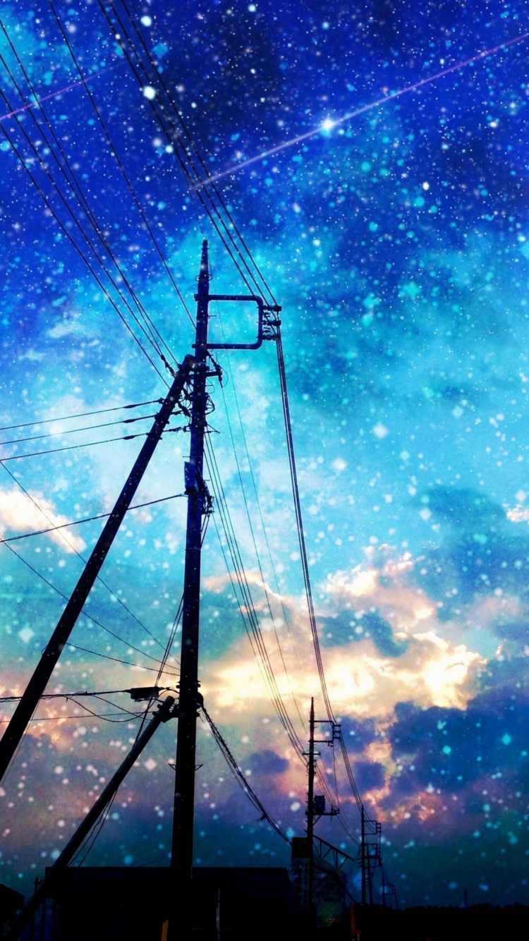 Обои аниме, звезда, пейзаж, театральные декорации, пейзажная живопись в разрешении 750x1334