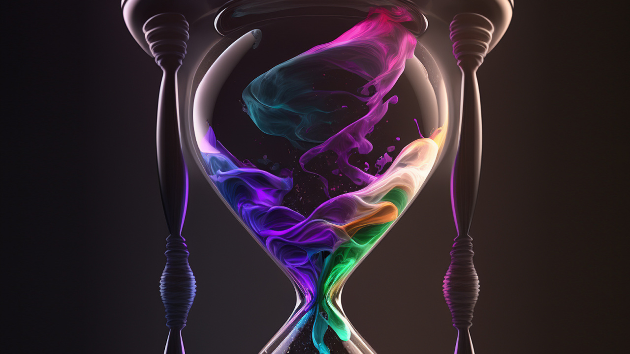 Обои шампанское фужеры, песочные часы, натюрморт, стекло, надобность в разрешении 1280x720