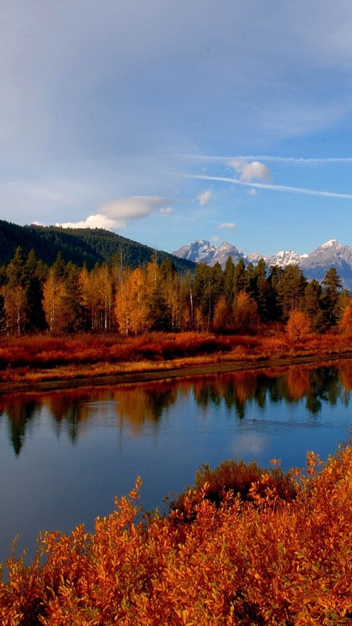 Обои осень, природа, отражение, озеро, дикая местность в разрешении 720x1280