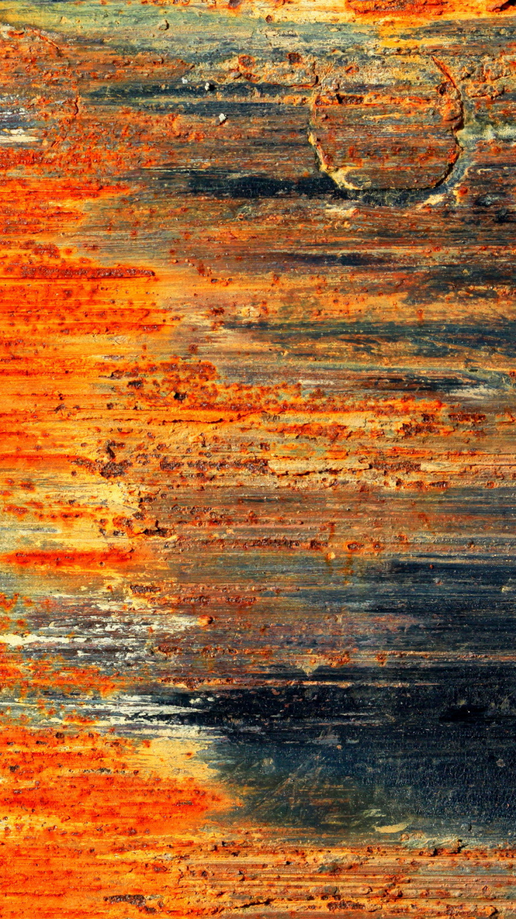Обои ржавчина, металл, железо, древесина, живопись в разрешении 750x1334