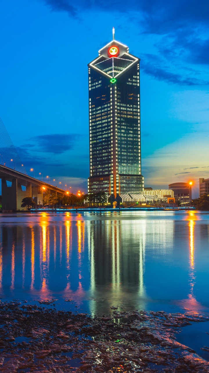 Обои Бруклинский мост, отражение, ориентир, город, городской пейзаж в разрешении 720x1280