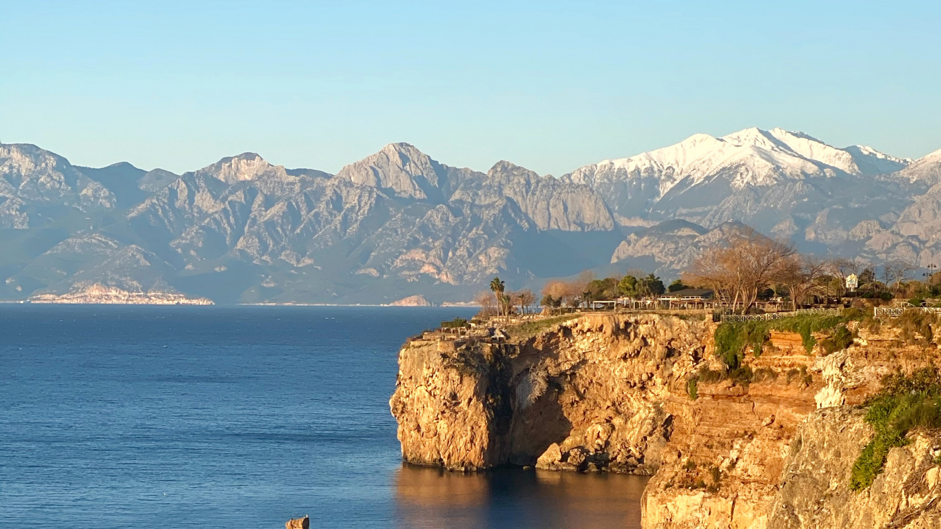 Обои побережье, вода, гора, гидроресурсы, природа в разрешении 1366x768