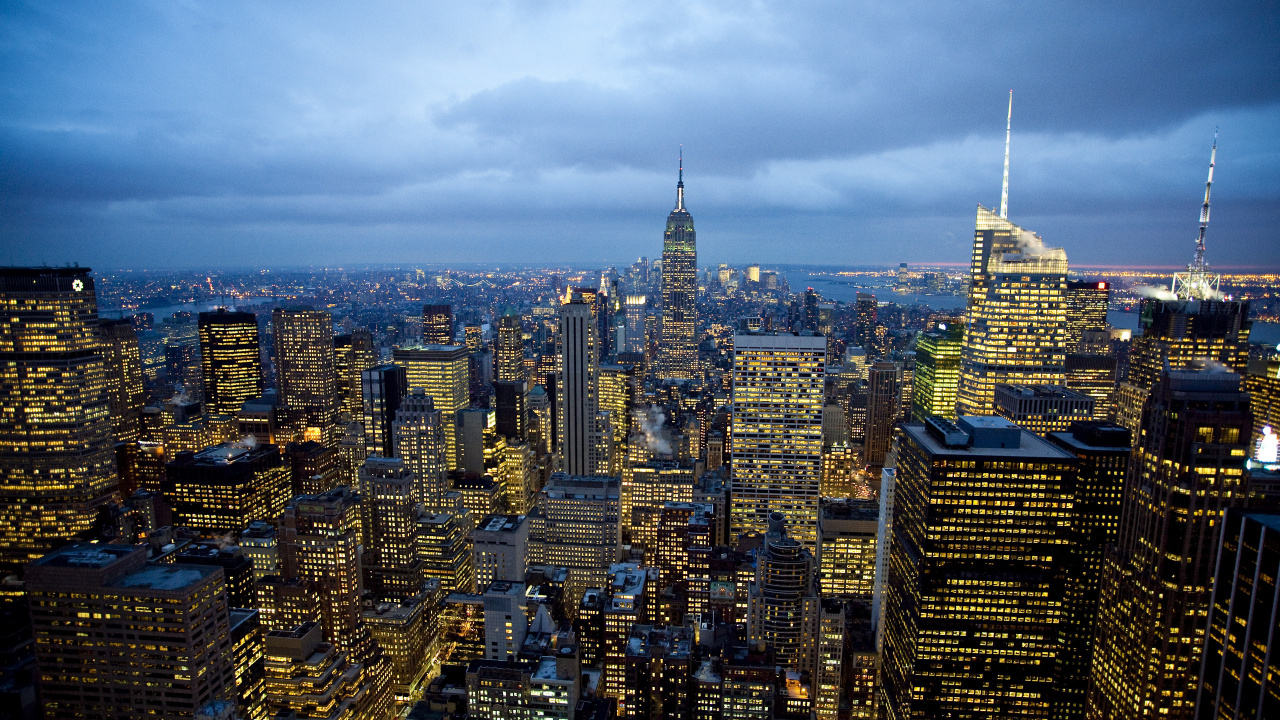 Обои Эмпайр Стейт Билдинг, город, городской пейзаж, городской район, метрополия в разрешении 1280x720