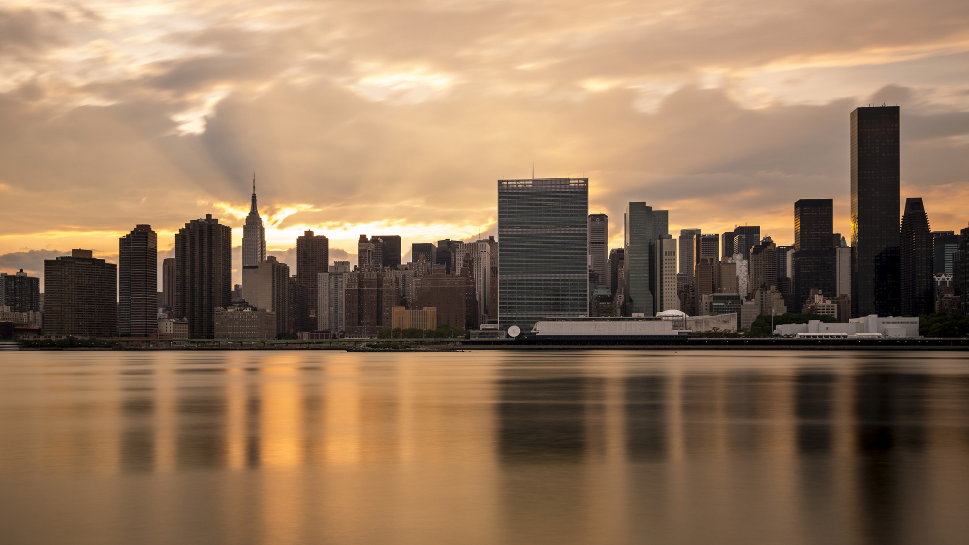 Обои Нью-Йорк, городской пейзаж, город, линия горизонта, небоскреб в разрешении 1920x1080