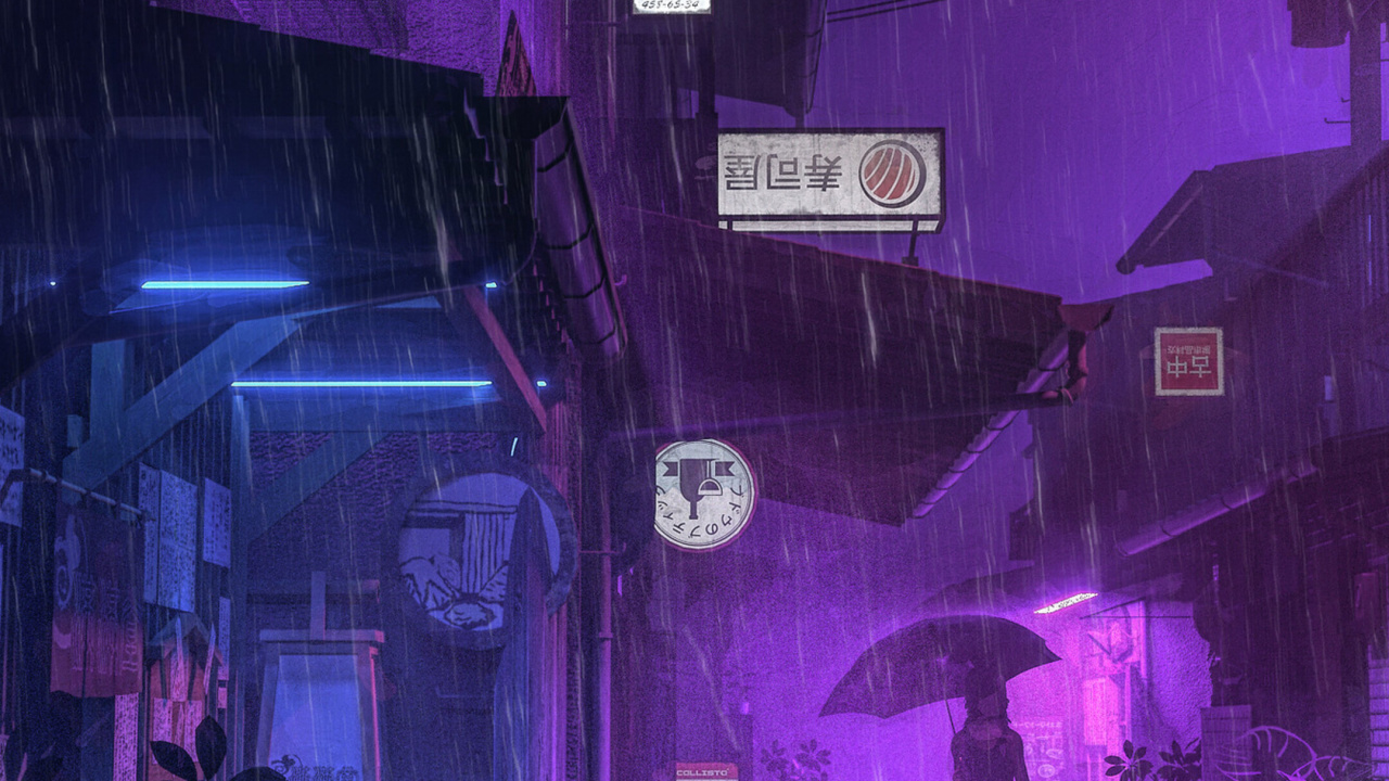 Обои аниме, цветной, пурпур, растение, Фиолетовый в разрешении 1280x720