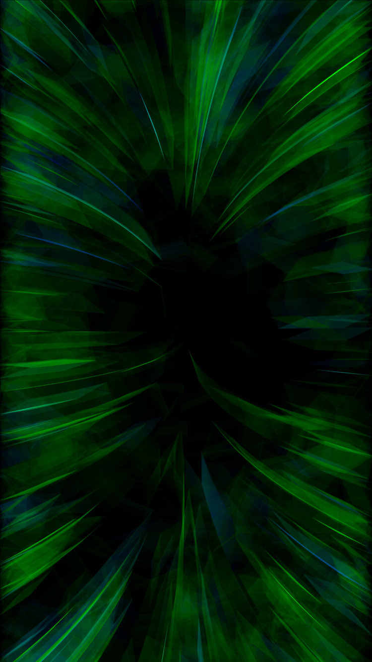 Обои зеленый, свет, фрактальное искусство, технологии, растение в разрешении 750x1334