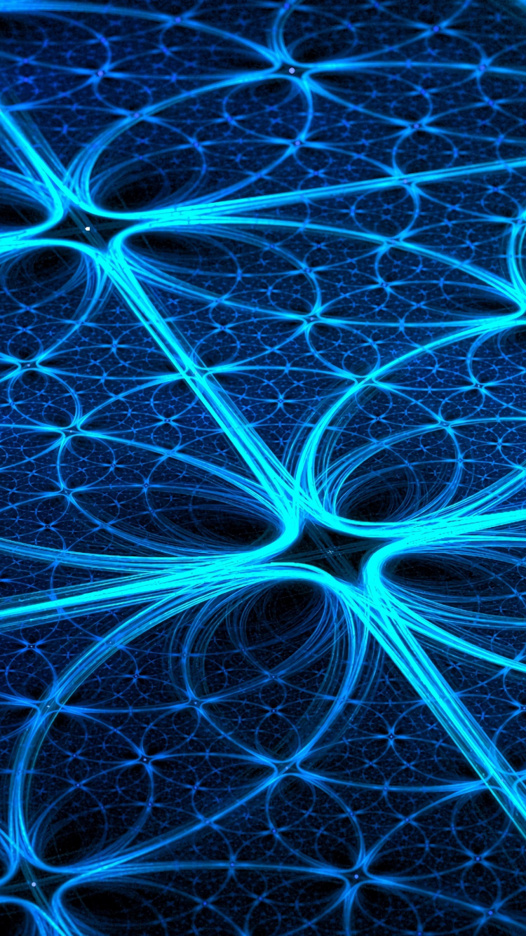 Обои фрактал, синий, электрик, узор, дизайн в разрешении 750x1334