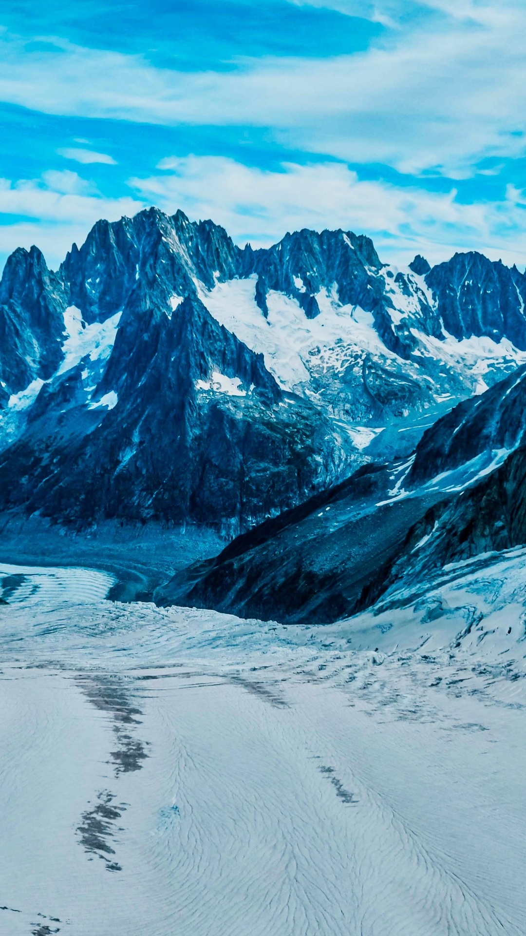 Обои Мер-де-Глас, облако, гора, снег, природный ландшафт в разрешении 1080x1920