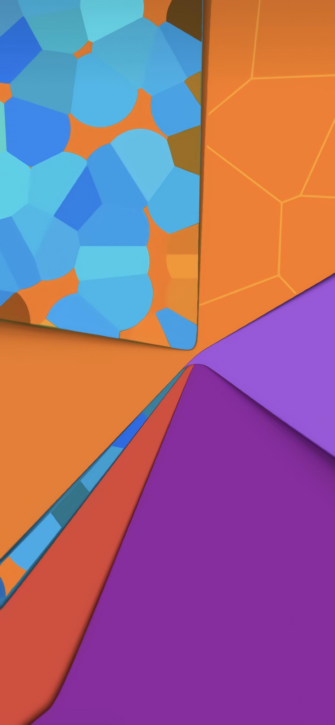 Обои Апельсин, графический дизайн, дизайн, красочность, треугольник в разрешении 1125x2436