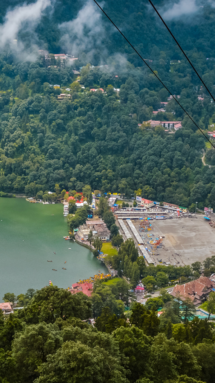 Обои Озеро Наинитал, Муктешвар, горная станция, природа, горный рельеф в разрешении 750x1334