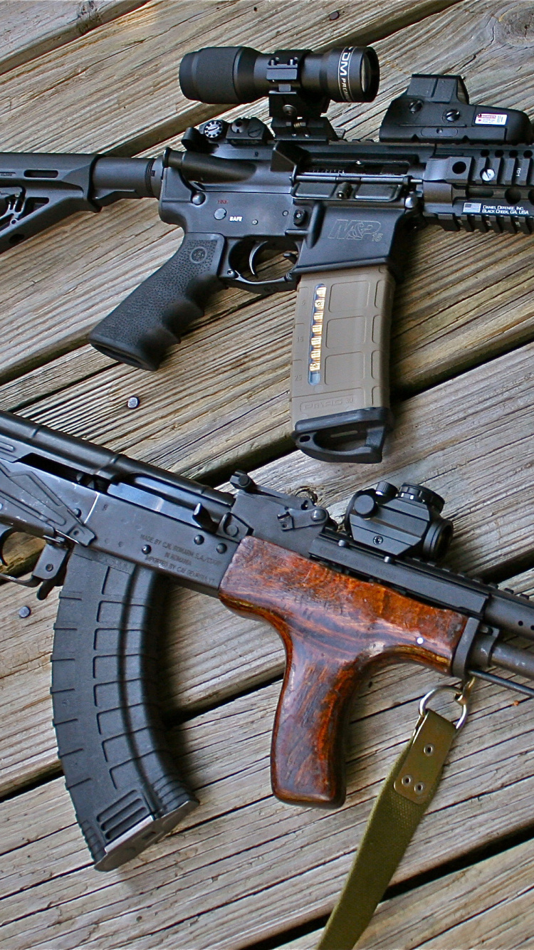 Обои винтовка, карабин M4, огнестрельное оружие, орудие, штурмовая винтовка в разрешении 750x1334