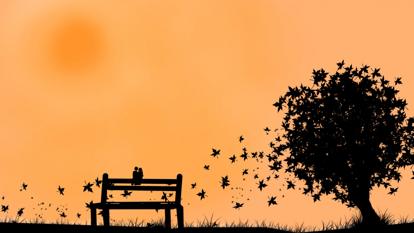 Обои дерево, утро, рассвет, восход солнца, вечер в разрешении 1366x768