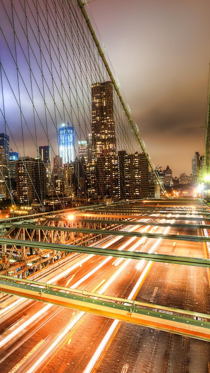 Обои Бруклинский мост, городской пейзаж, город, городской район, метрополия в разрешении 720x1280
