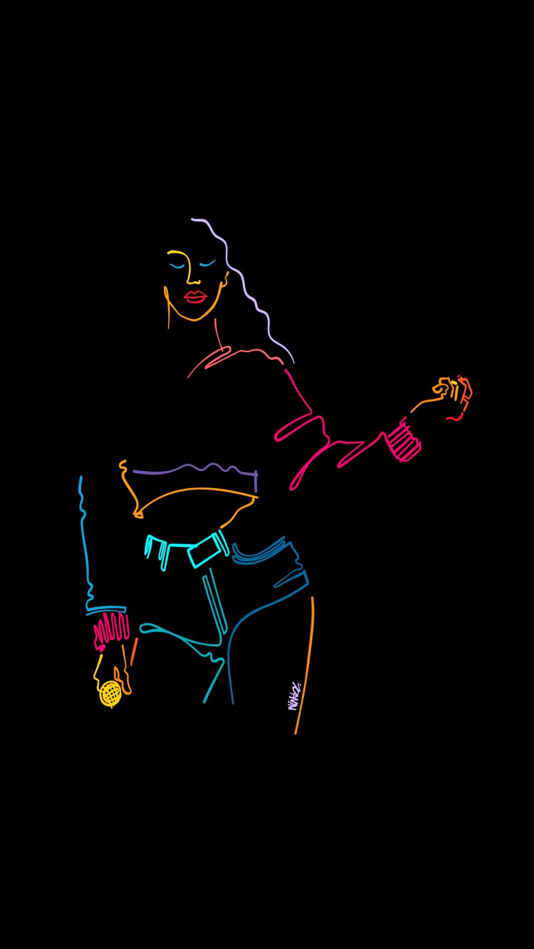 Обои неоновая вывеска, визуальное искусство, графический дизайн, рисование, рукав в разрешении 1080x1920