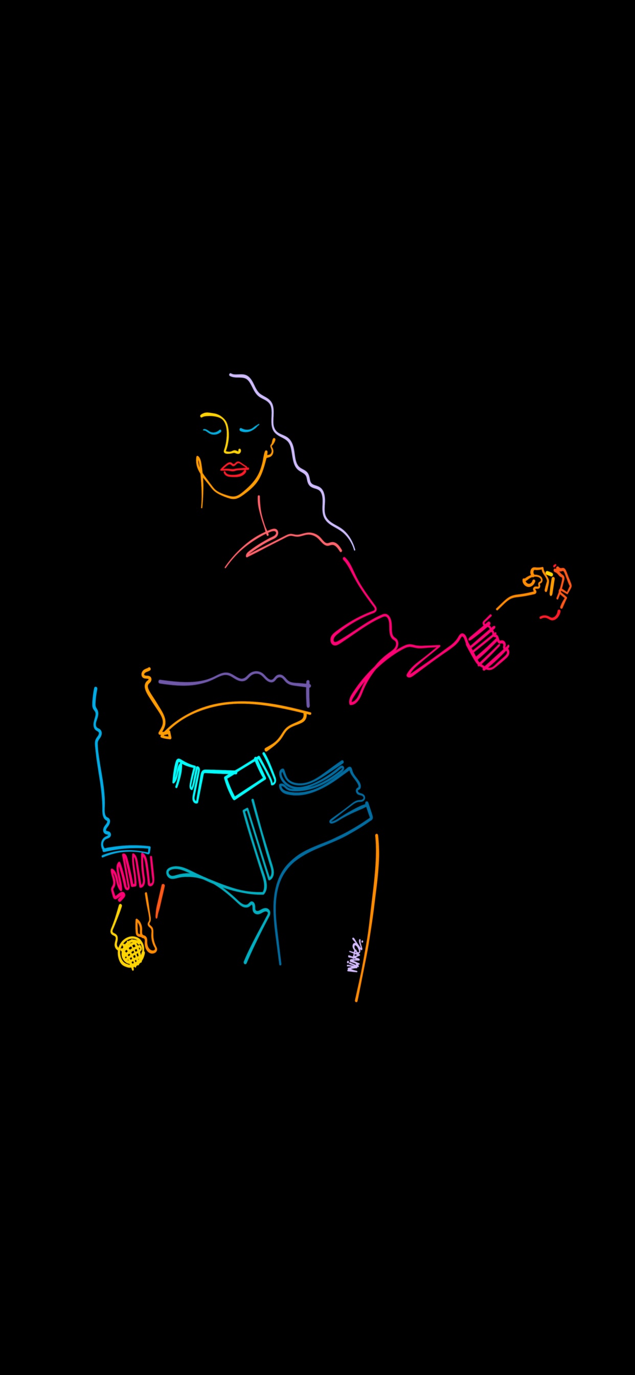 Обои неоновая вывеска, визуальное искусство, графический дизайн, рисование, рукав в разрешении 1242x2688